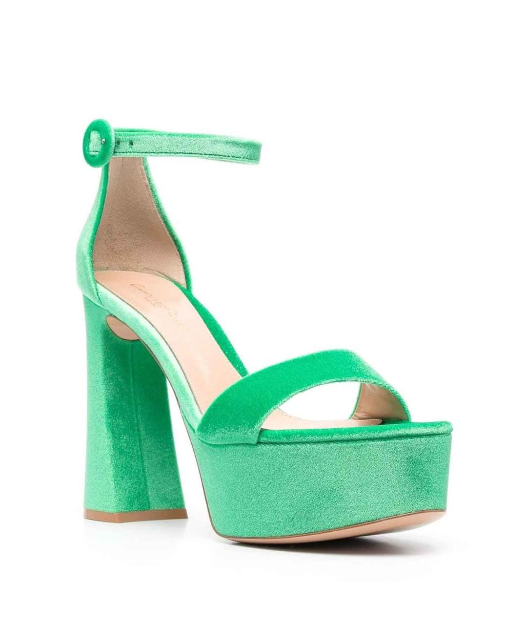 GIANVITO ROSSI Зеленые кожаные босоножки, фото 2