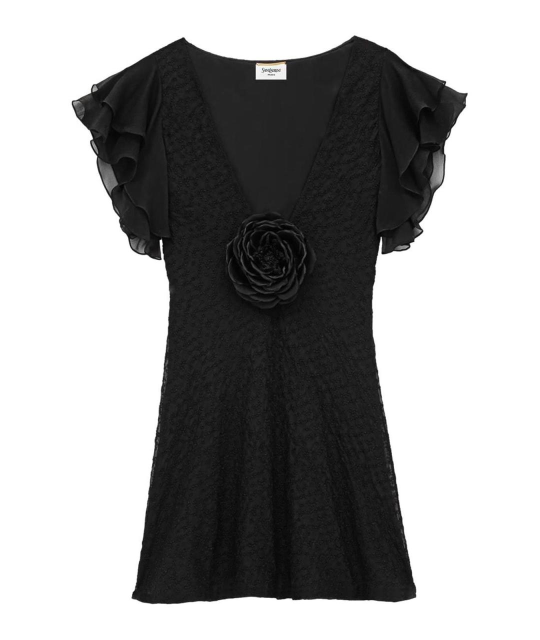 SAINT LAURENT Черное хлопковое повседневное платье, фото 1