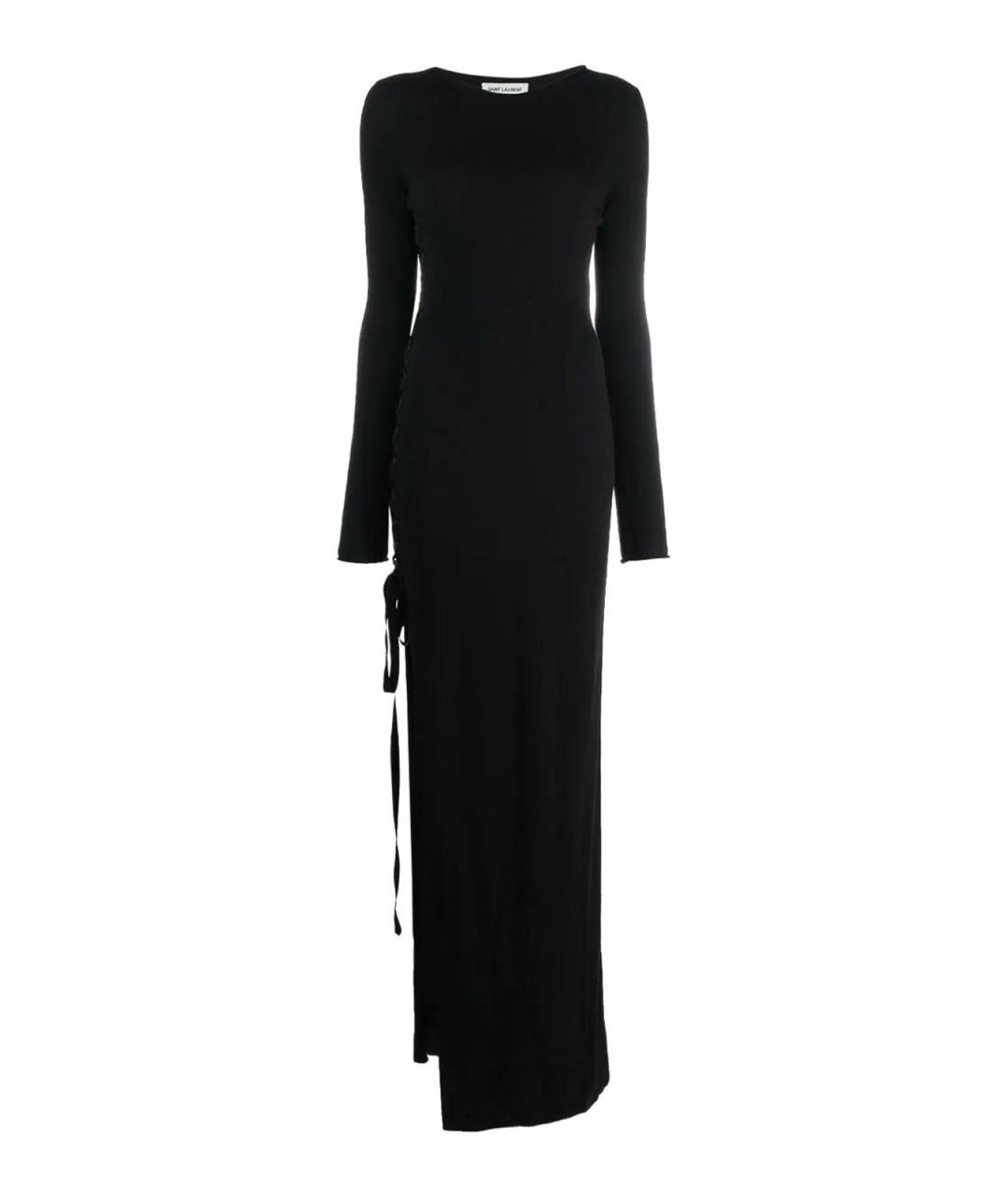 SAINT LAURENT Черное шерстяное вечернее платье, фото 1