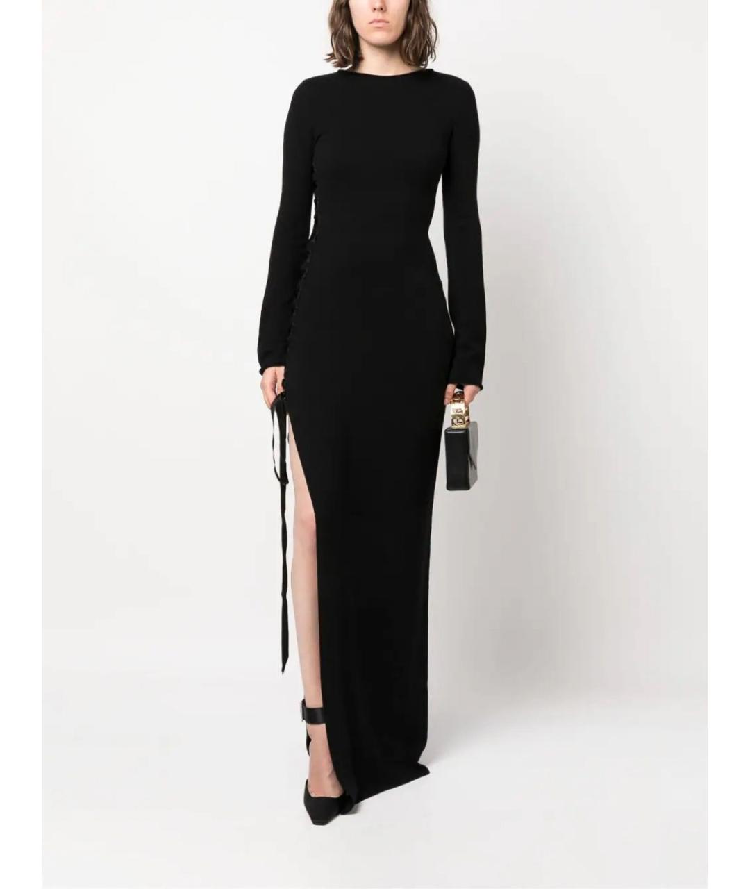 SAINT LAURENT Черное шерстяное вечернее платье, фото 2