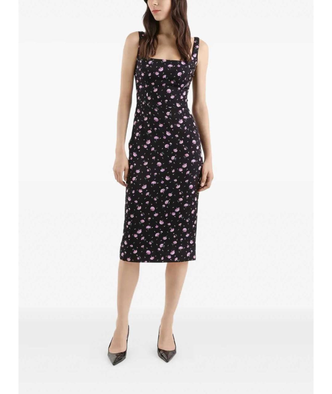 DOLCE&GABBANA Черное шелковое повседневное платье, фото 2
