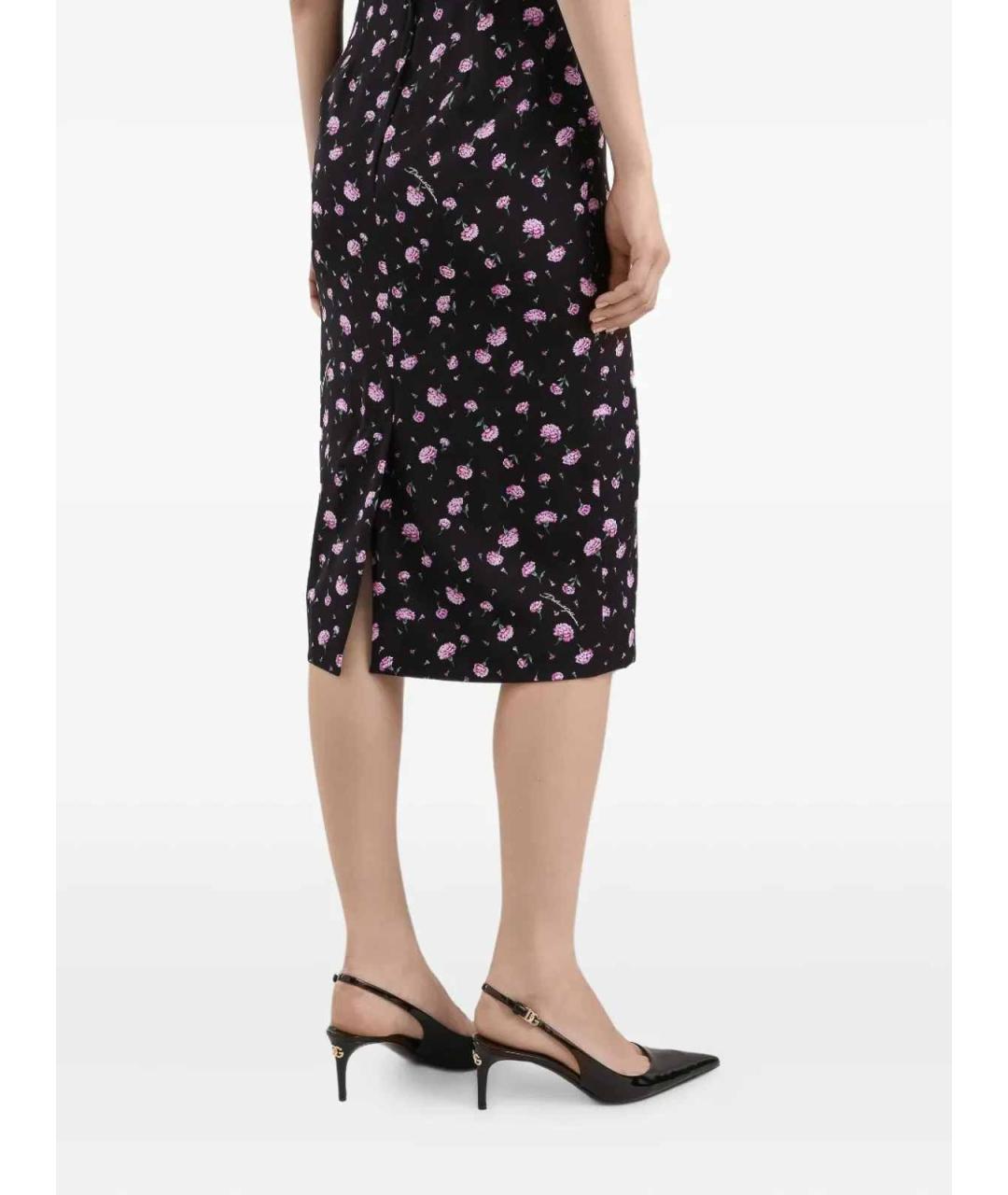 DOLCE&GABBANA Черное шелковое повседневное платье, фото 4