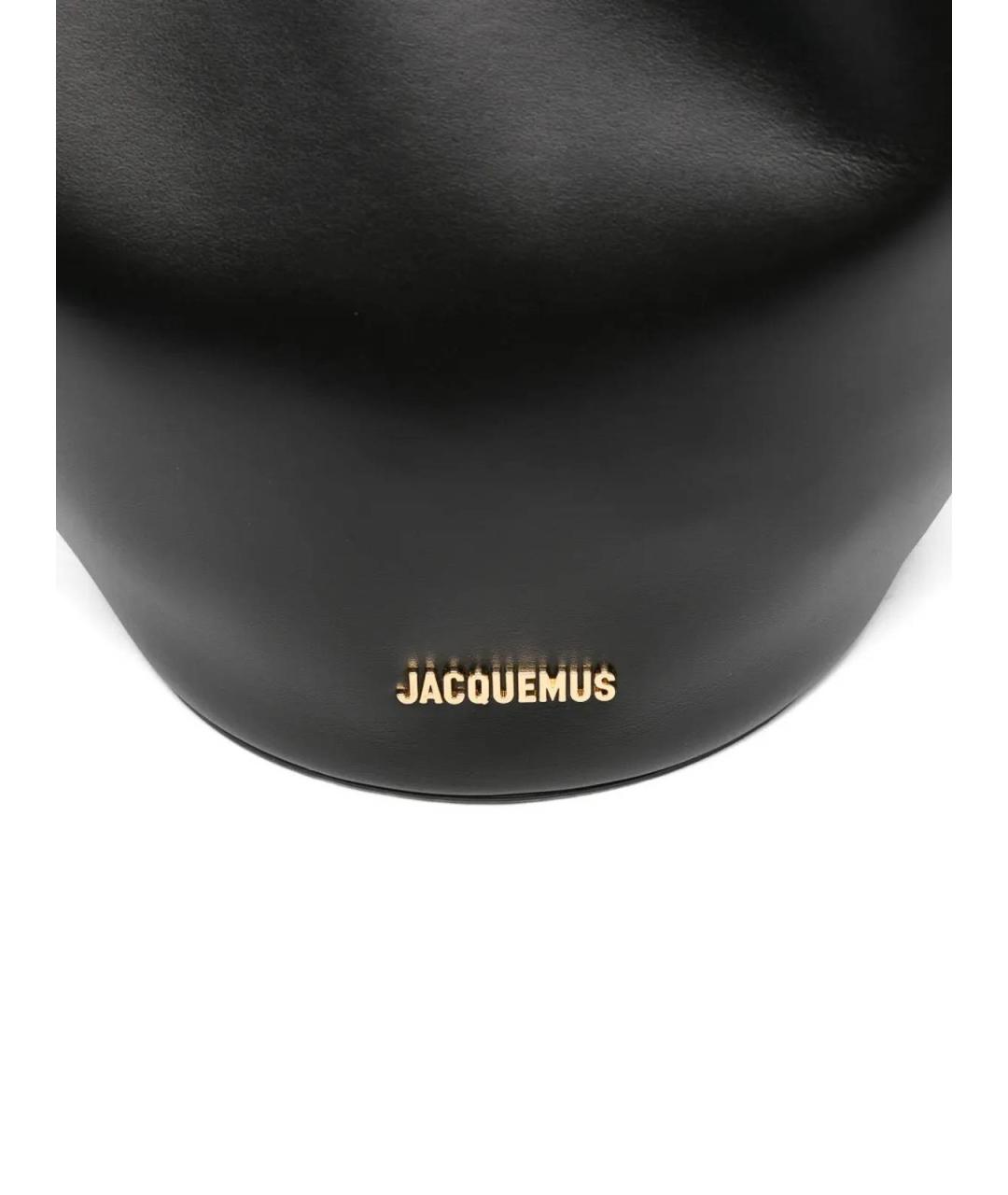 JACQUEMUS Черная кожаная сумка тоут, фото 4
