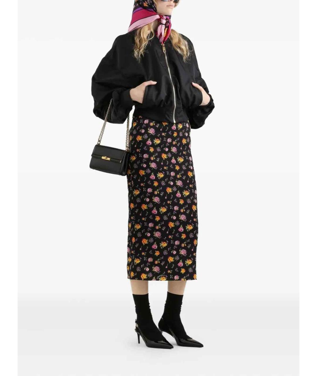 DOLCE&GABBANA Черная шелковая юбка миди, фото 2