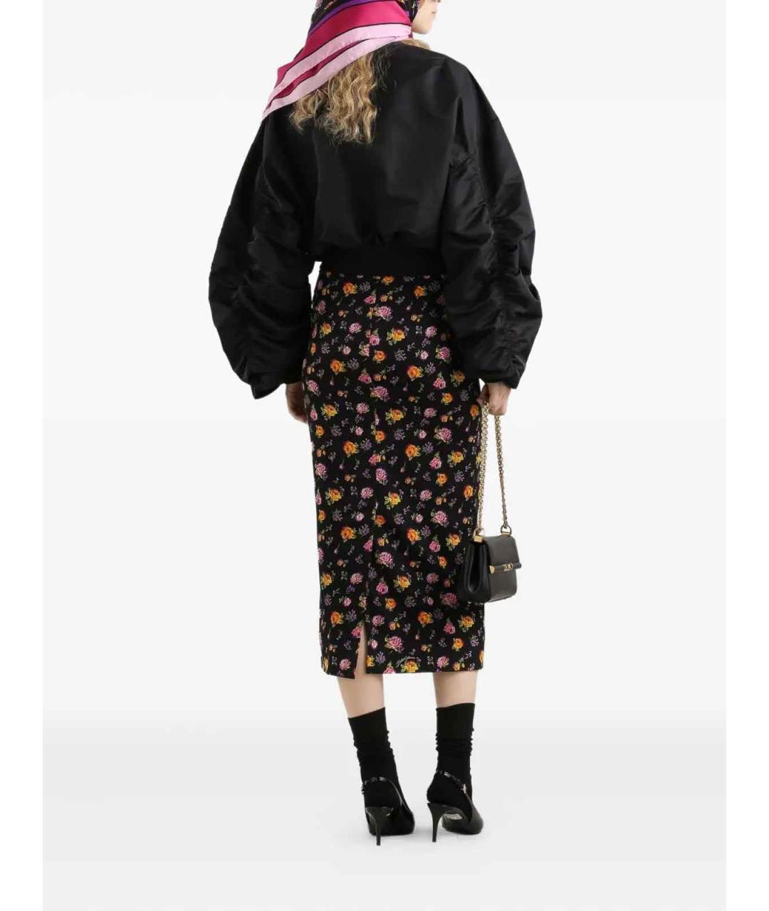 DOLCE&GABBANA Черная шелковая юбка миди, фото 3