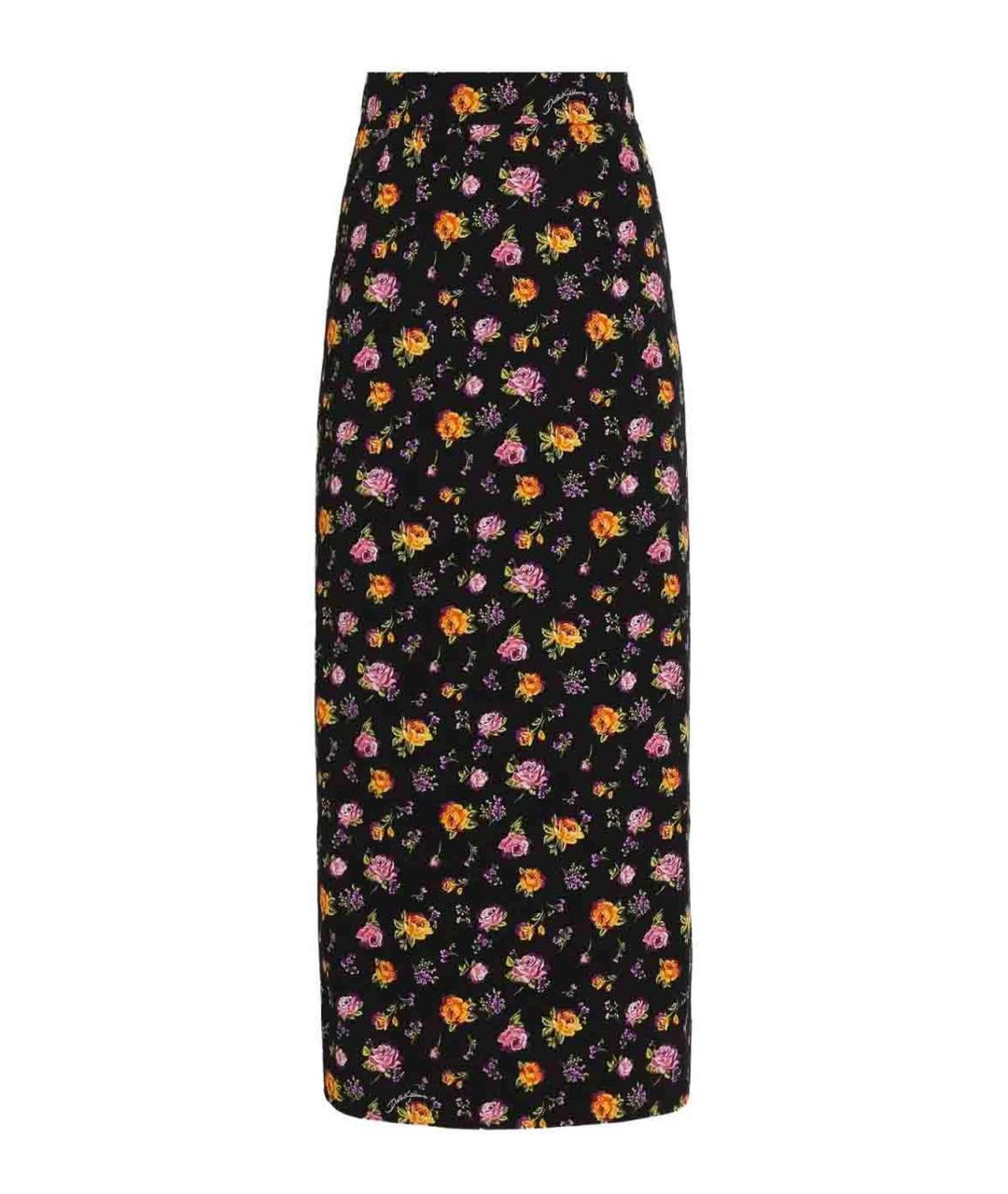 DOLCE&GABBANA Черная шелковая юбка миди, фото 1