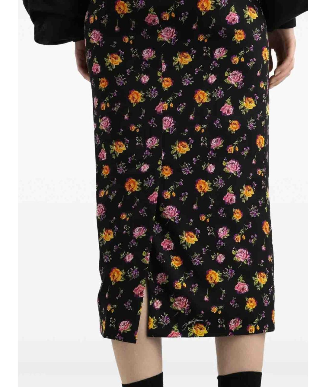 DOLCE&GABBANA Черная шелковая юбка миди, фото 5