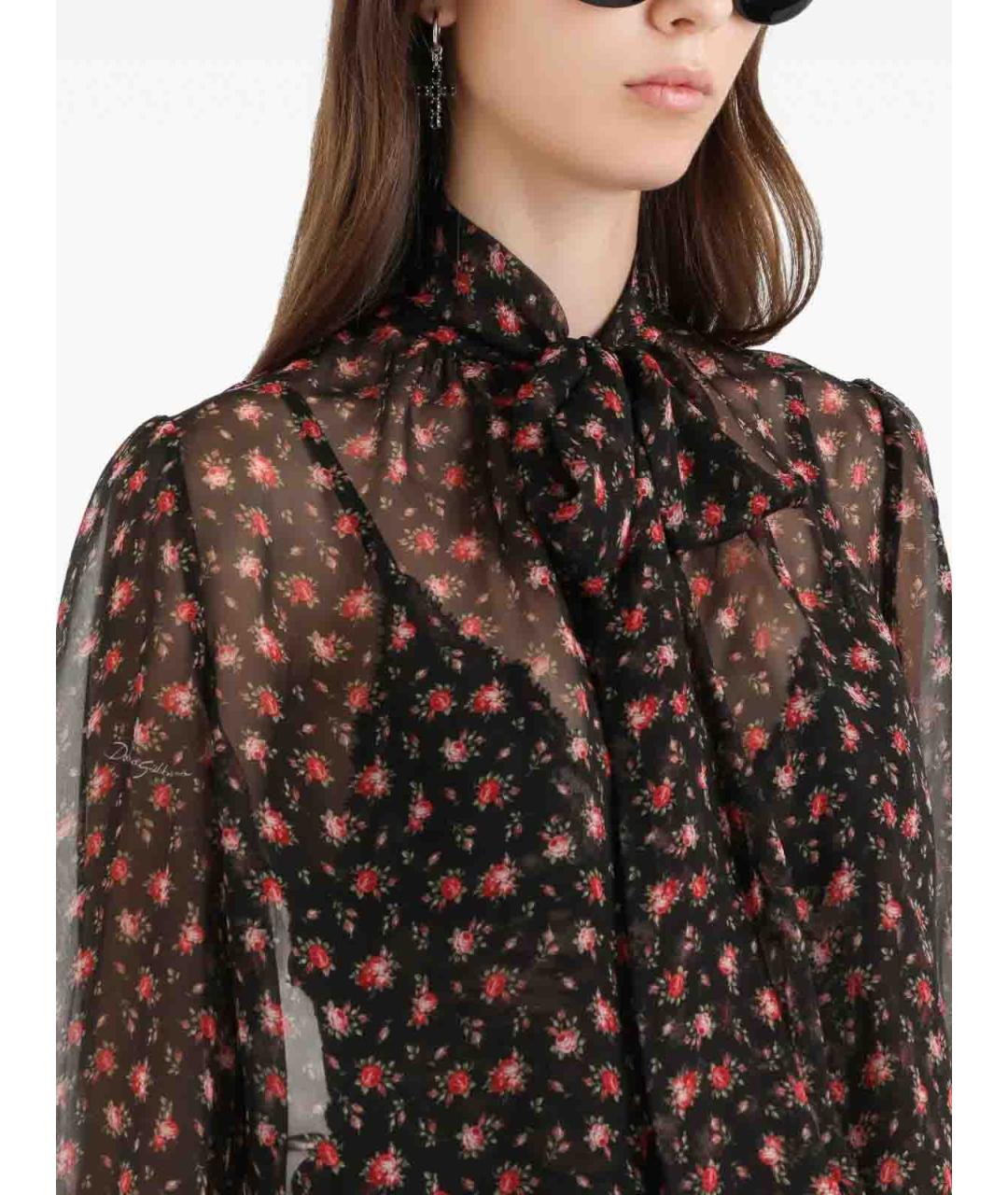 DOLCE&GABBANA Черная шелковая блузы, фото 4