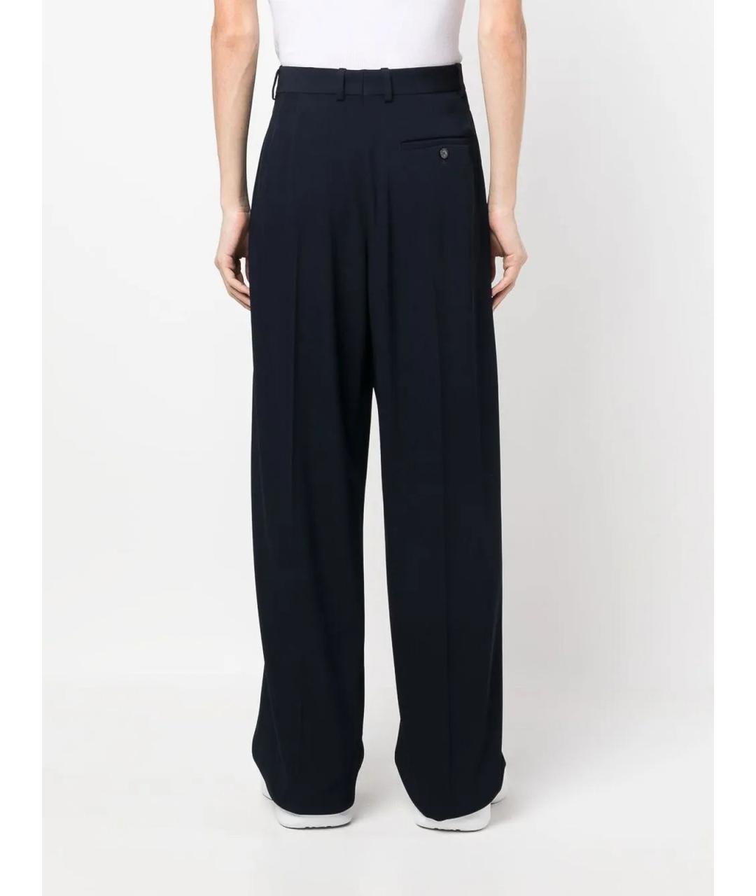 BALENCIAGA Темно-синие хлопковые классические брюки, фото 4