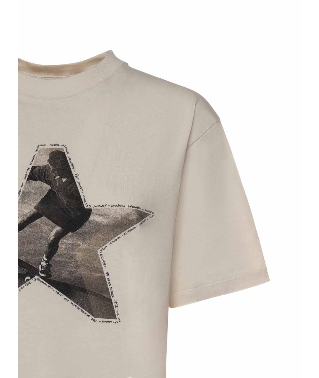 GOLDEN GOOSE Бежевая хлопковая футболка, фото 2