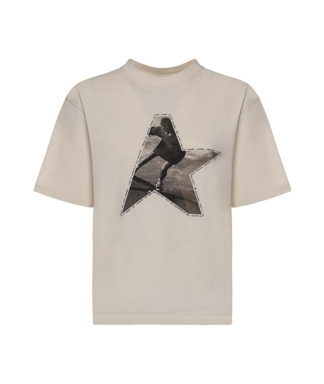 GOLDEN GOOSE Бежевая хлопковая футболка, фото 1