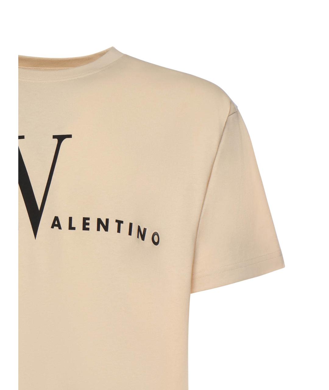 VALENTINO Бежевая хлопковая футболка, фото 2