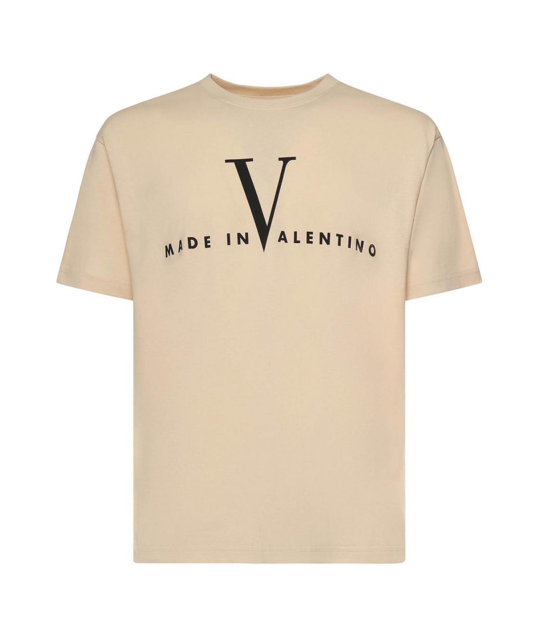 VALENTINO Бежевая хлопковая футболка, фото 1