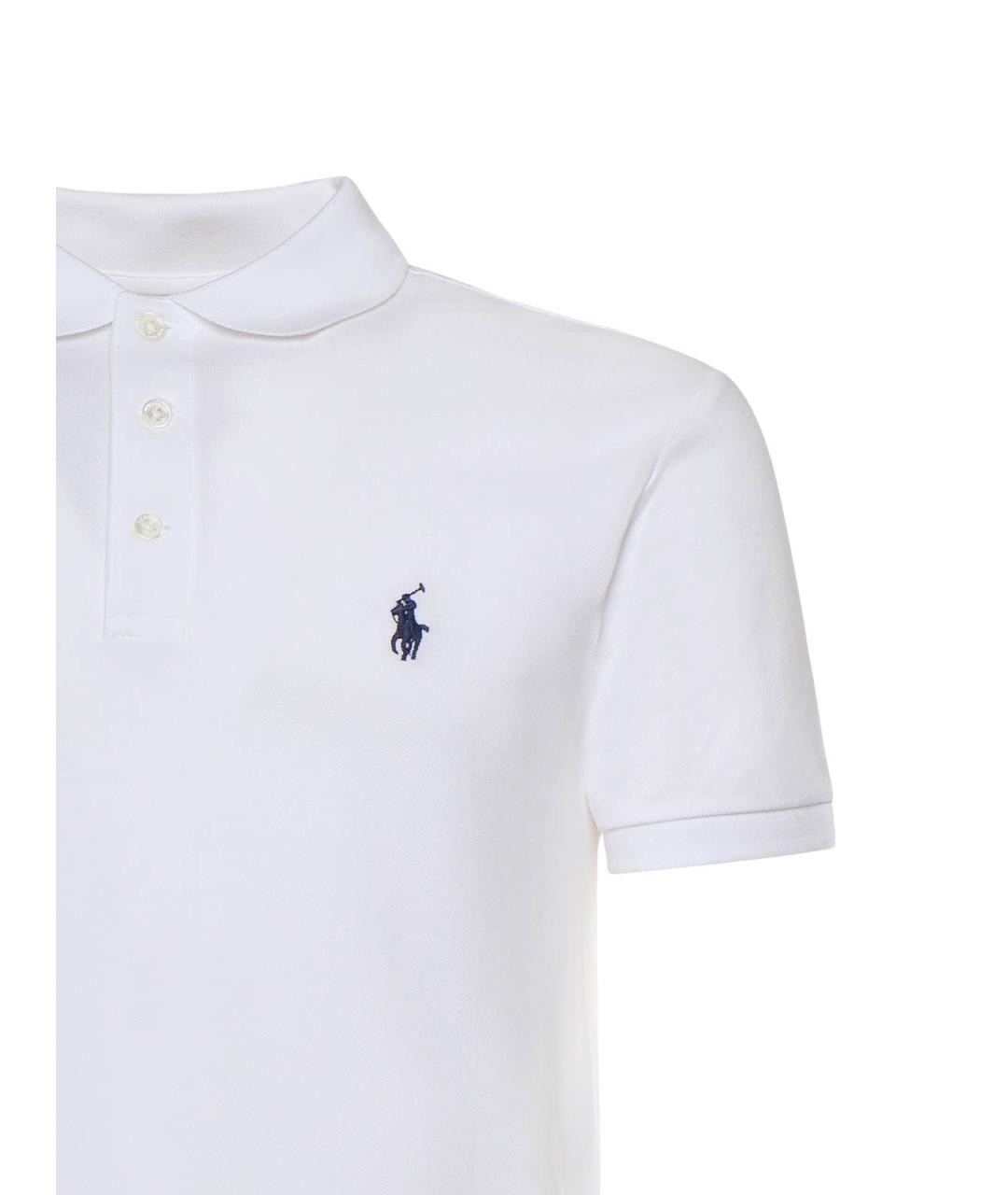 POLO RALPH LAUREN Белое хлопковое поло с коротким рукавом, фото 2