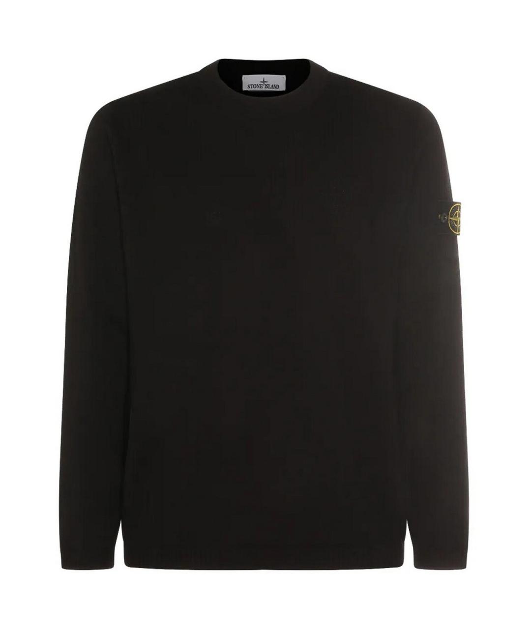 STONE ISLAND Черный хлопковый джемпер / свитер, фото 1