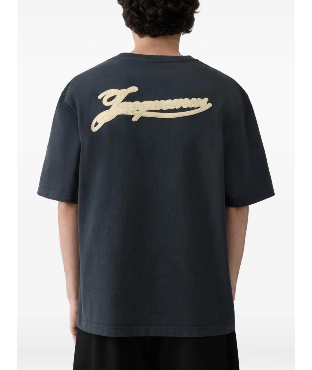 JACQUEMUS Темно-синяя хлопковая футболка, фото 3