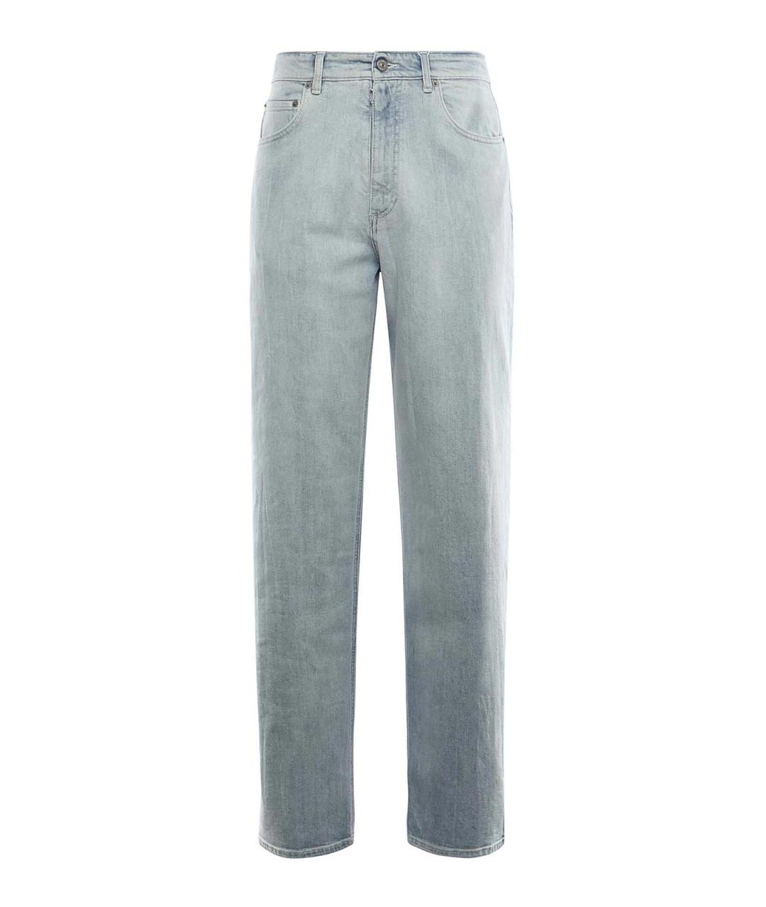 MM6 MAISON MARGIELA Синие хлопковые прямые джинсы, фото 1