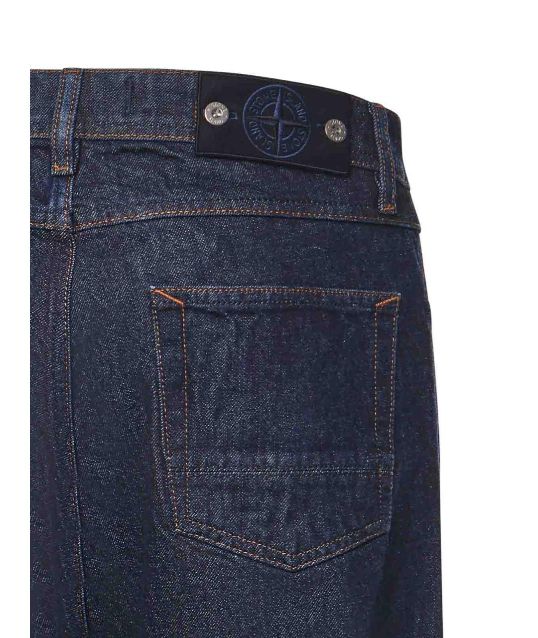 STONE ISLAND Синие хлопковые прямые джинсы, фото 2