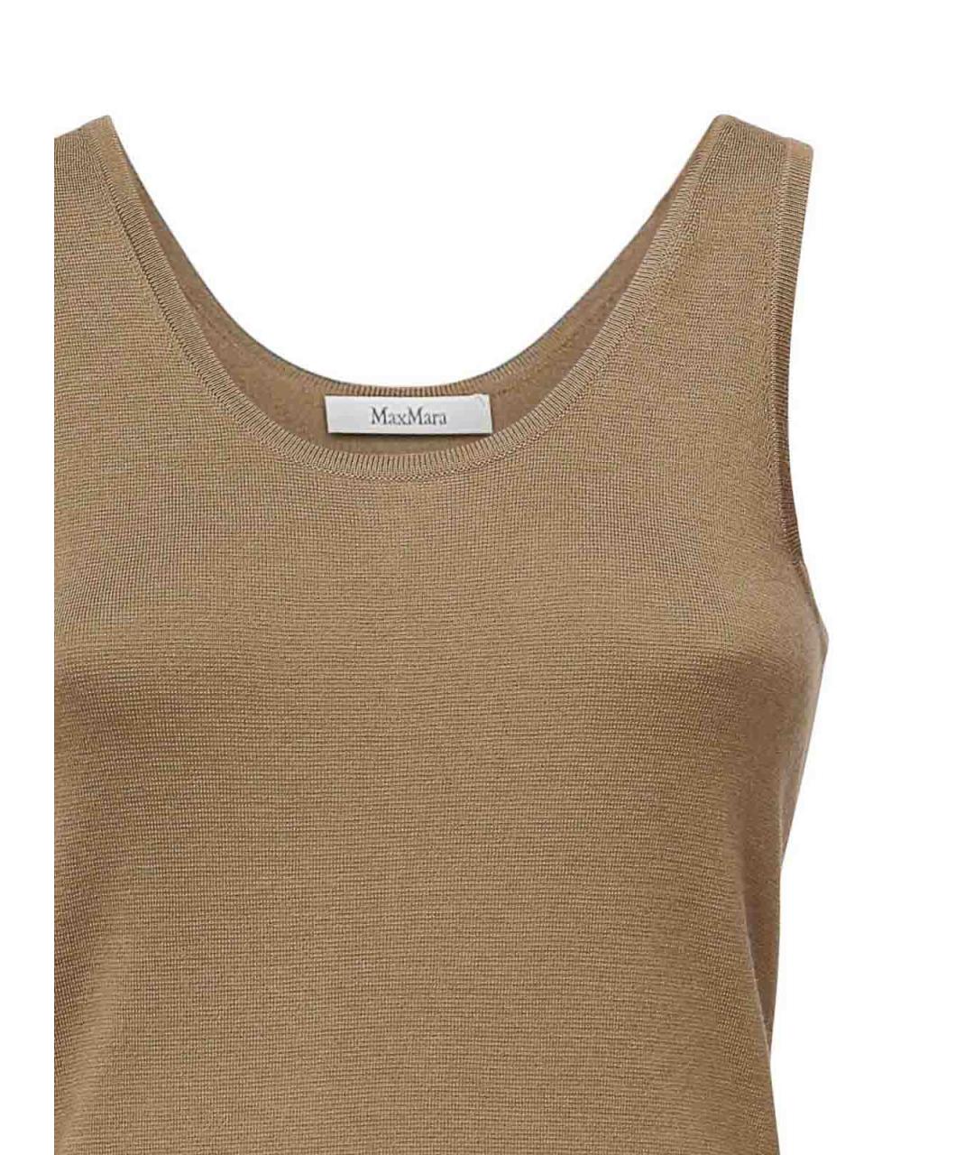MAX MARA Бежевое шерстяное повседневное платье, фото 2
