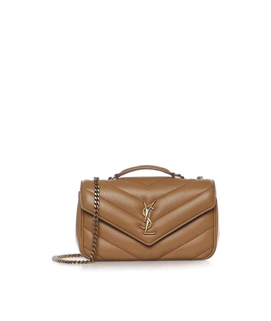 SAINT LAURENT Бежевая кожаная сумка через плечо, фото 1