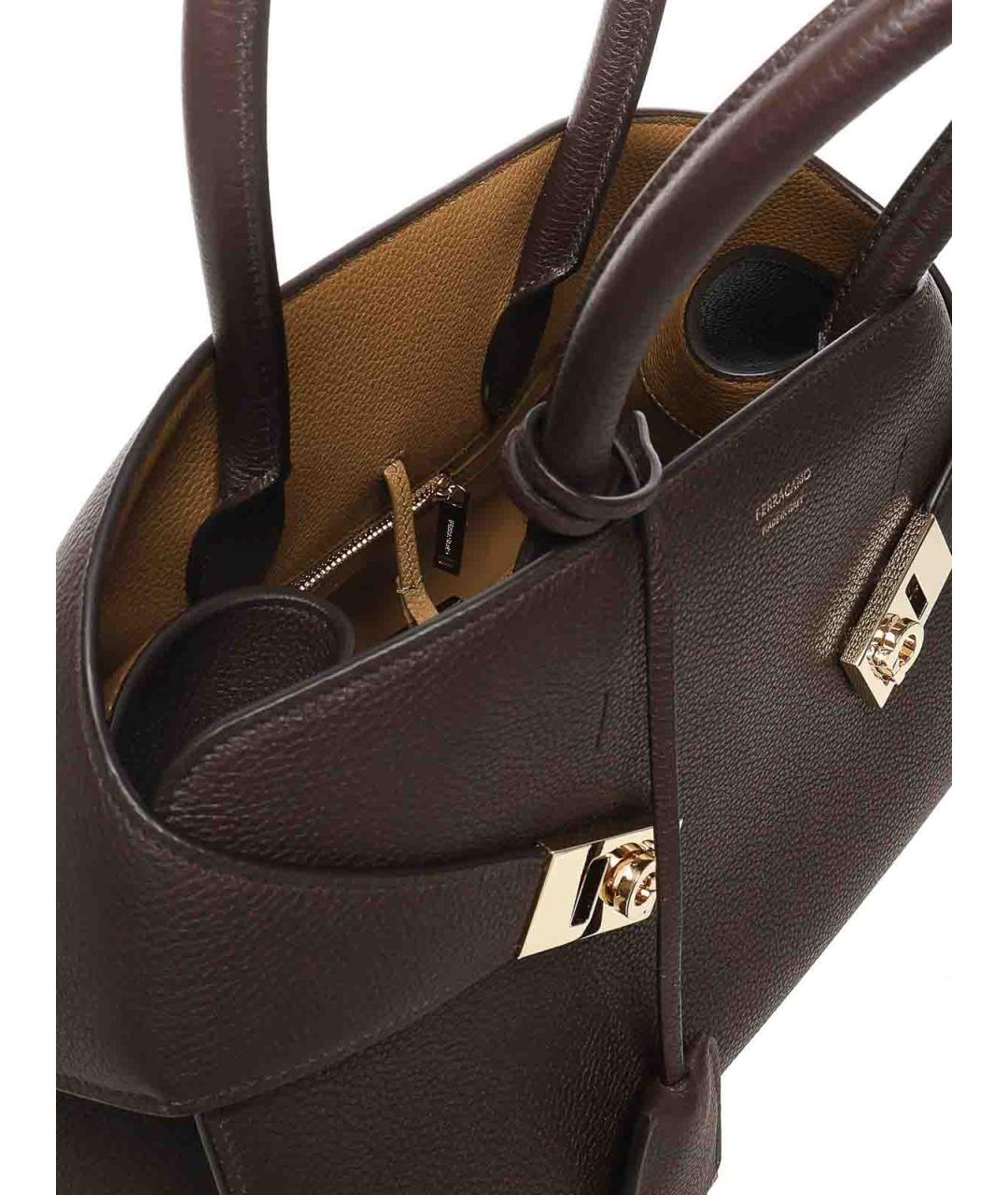 FERRAGAMO Коричневая кожаная сумка тоут, фото 4