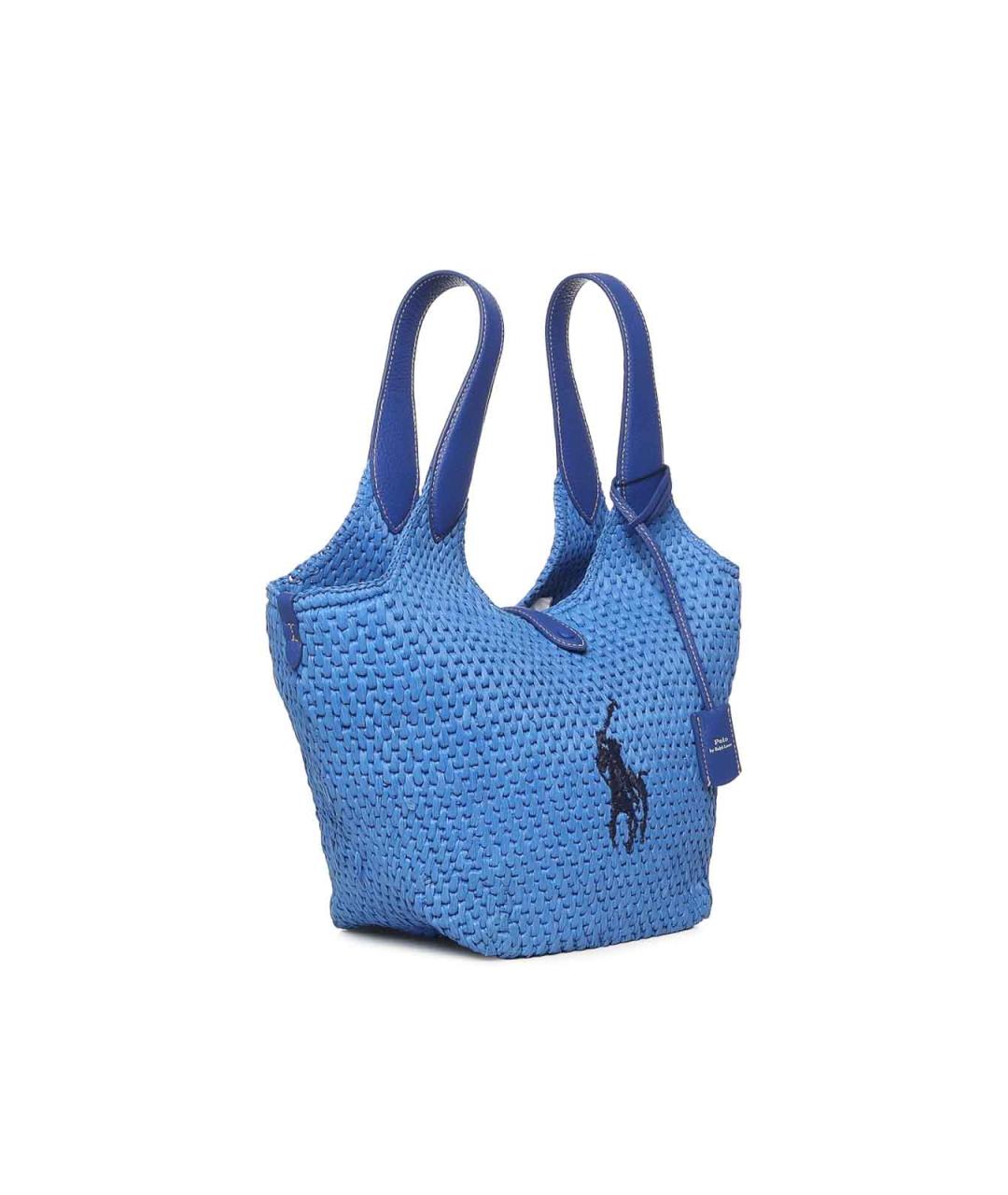 POLO RALPH LAUREN Голубая плетеная сумка тоут, фото 2