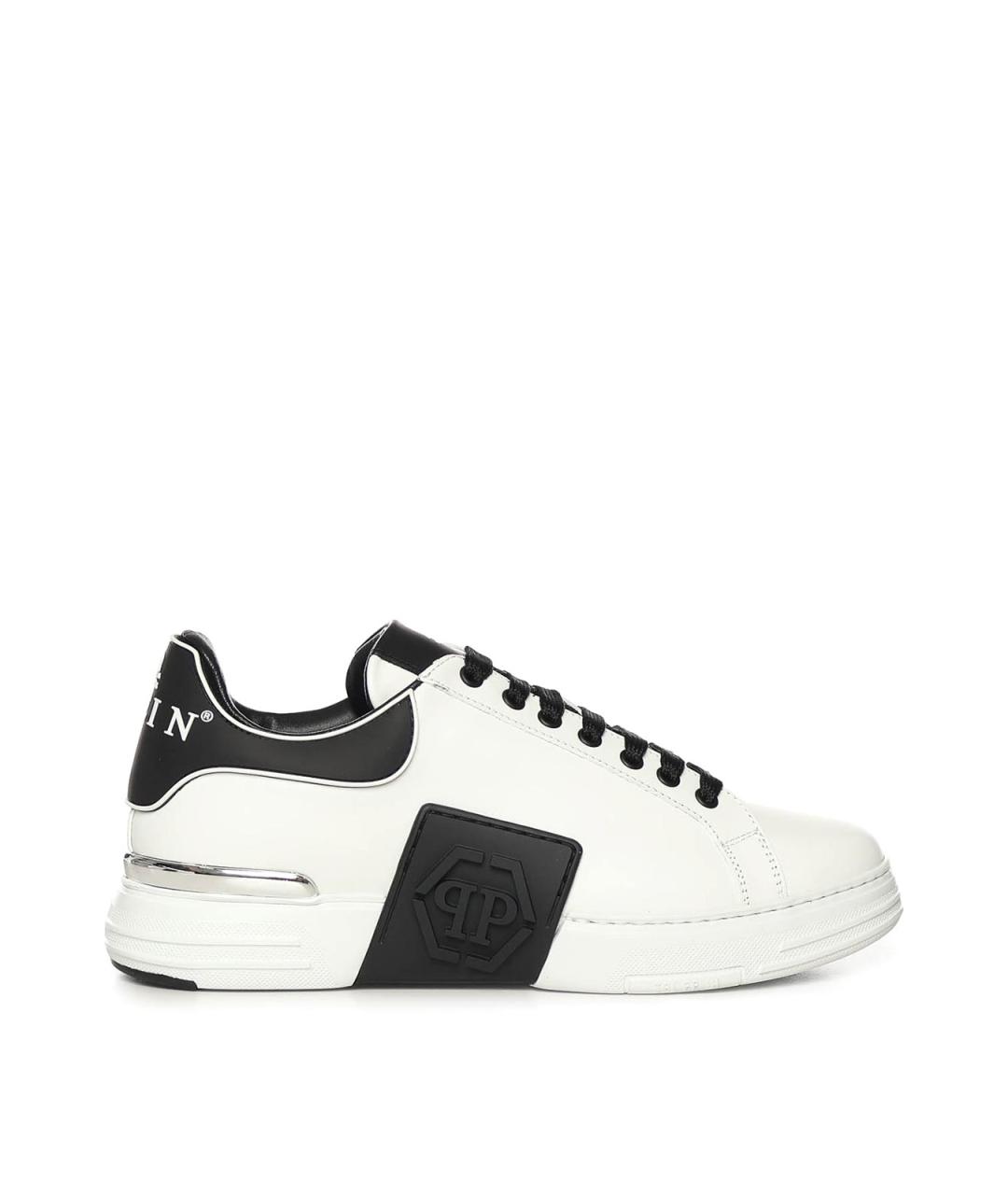 PHILIPP PLEIN Белые кожаные низкие кроссовки / кеды, фото 1