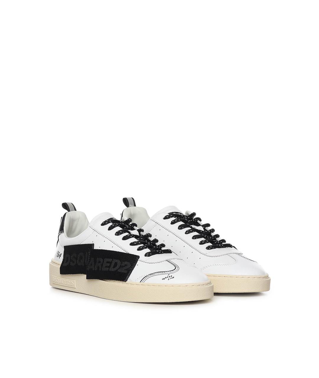 DSQUARED2 Белые кожаные низкие кроссовки / кеды, фото 2