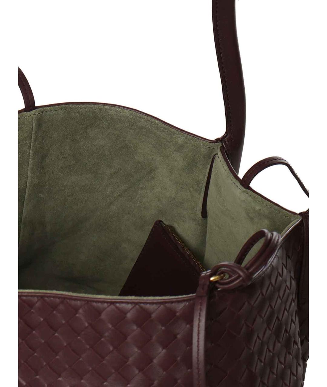 BOTTEGA VENETA Бордовая кожаная сумка тоут, фото 4