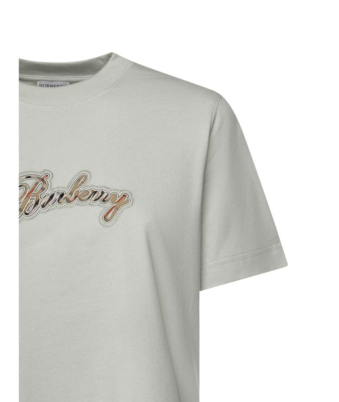 BURBERRY Зеленая хлопковая футболка, фото 2