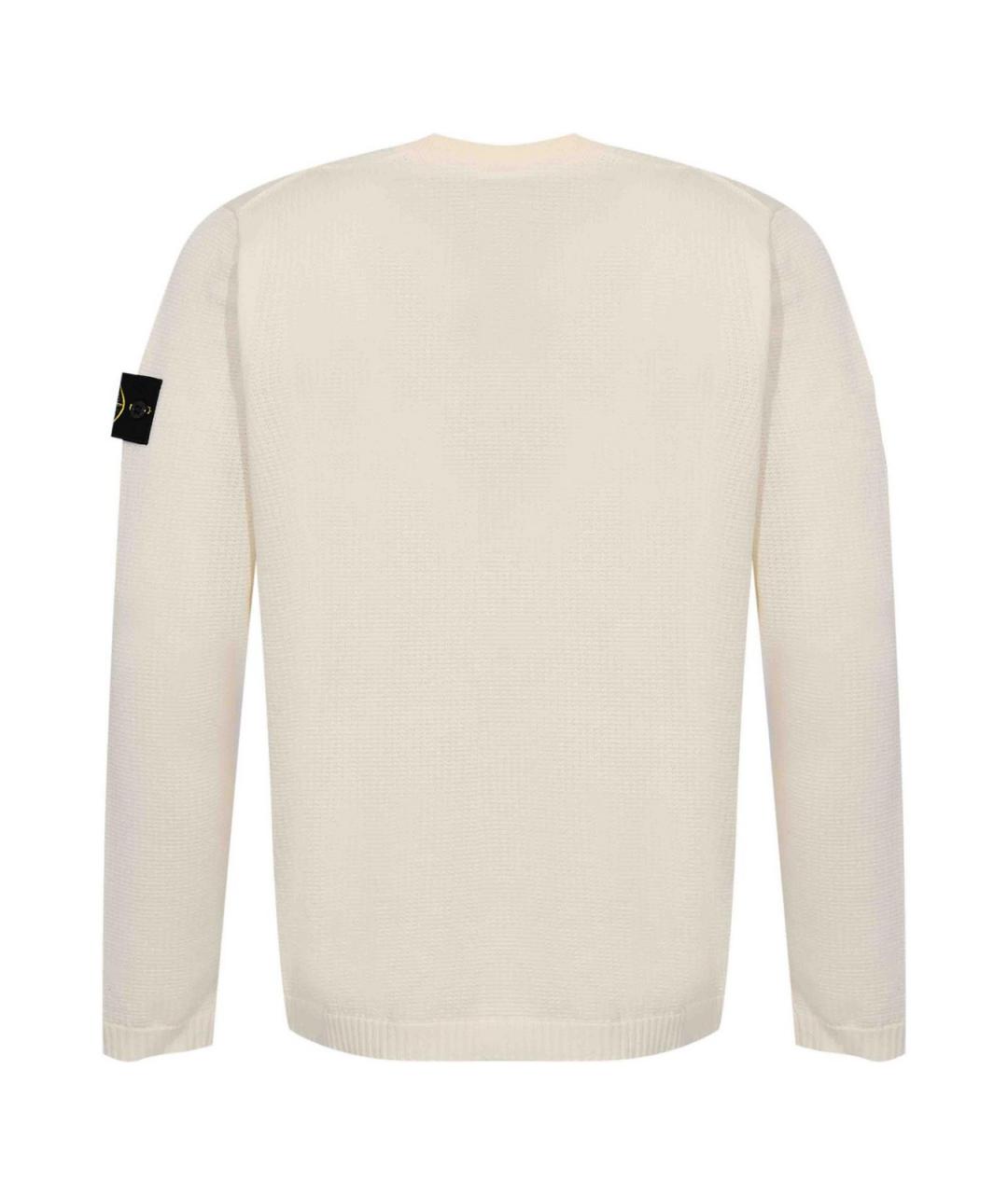 STONE ISLAND Белый хлопковый джемпер / свитер, фото 2