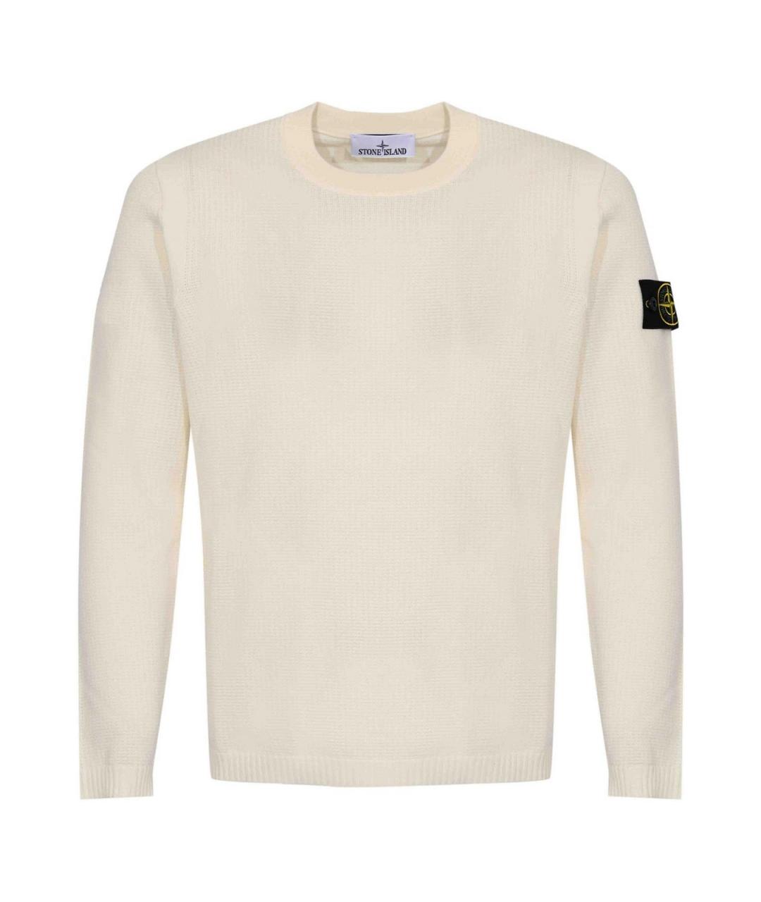 STONE ISLAND Белый хлопковый джемпер / свитер, фото 1