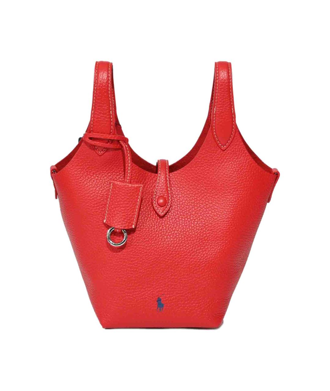 POLO RALPH LAUREN Красная кожаная сумка тоут, фото 1