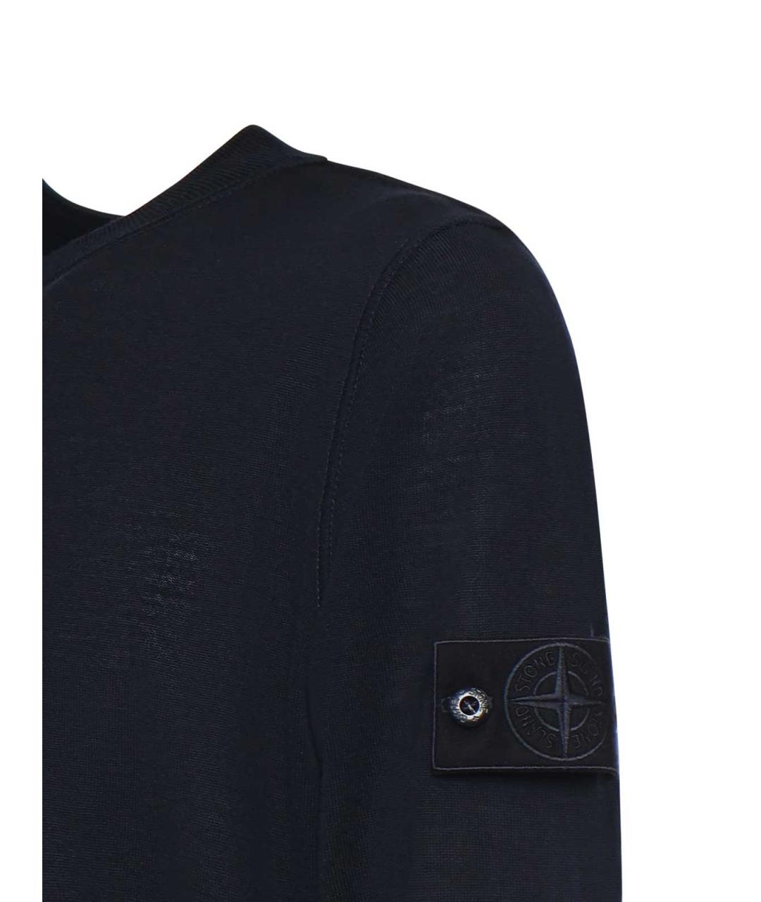 STONE ISLAND Темно-синий шерстяной джемпер / свитер, фото 2