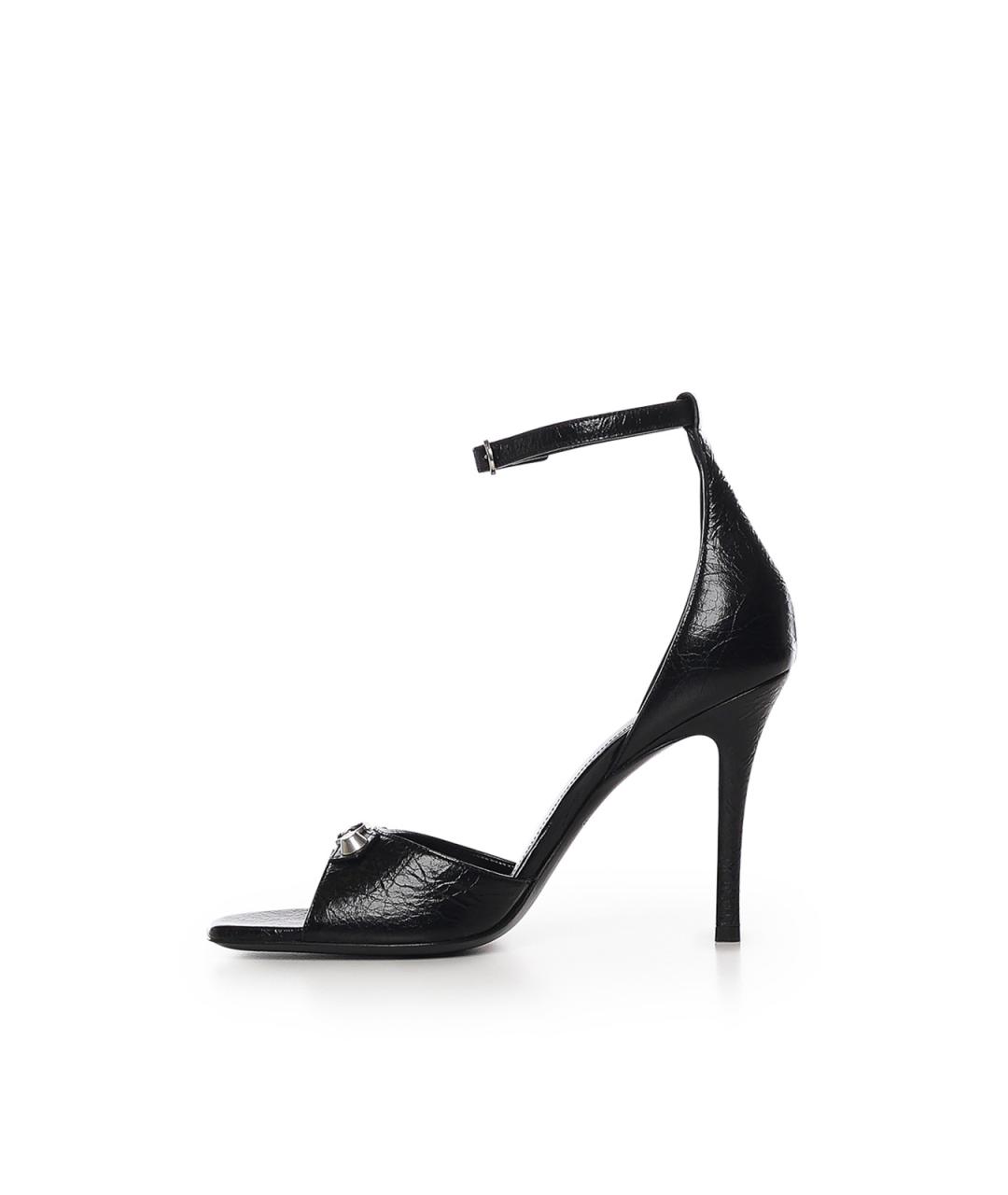 BALENCIAGA Черные кожаные босоножки, фото 4