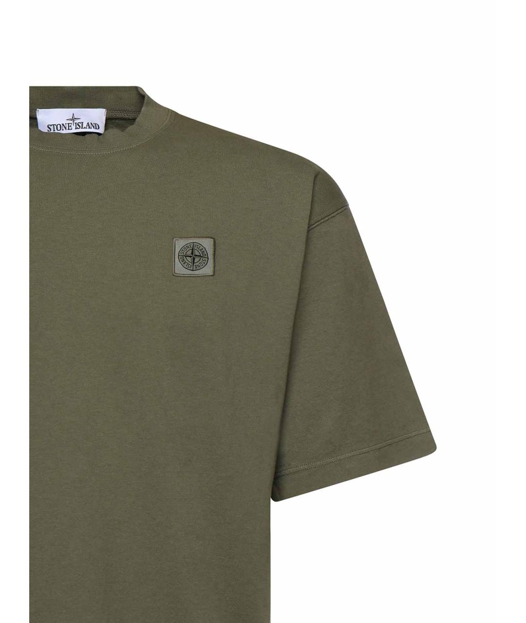 STONE ISLAND Хаки хлопковая футболка, фото 2