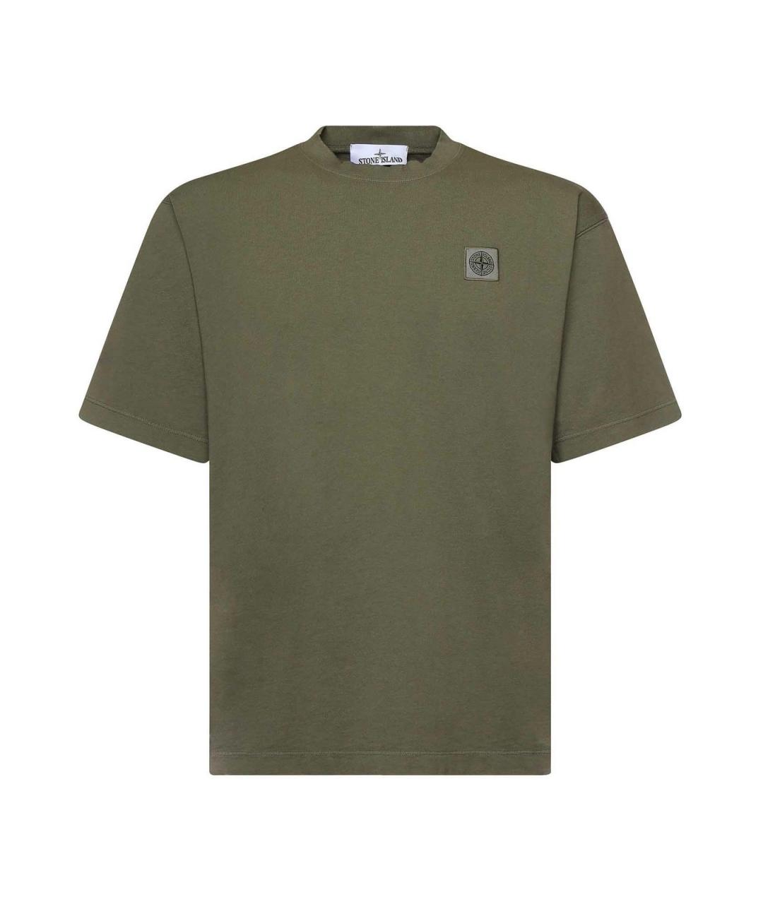 STONE ISLAND Хаки хлопковая футболка, фото 1
