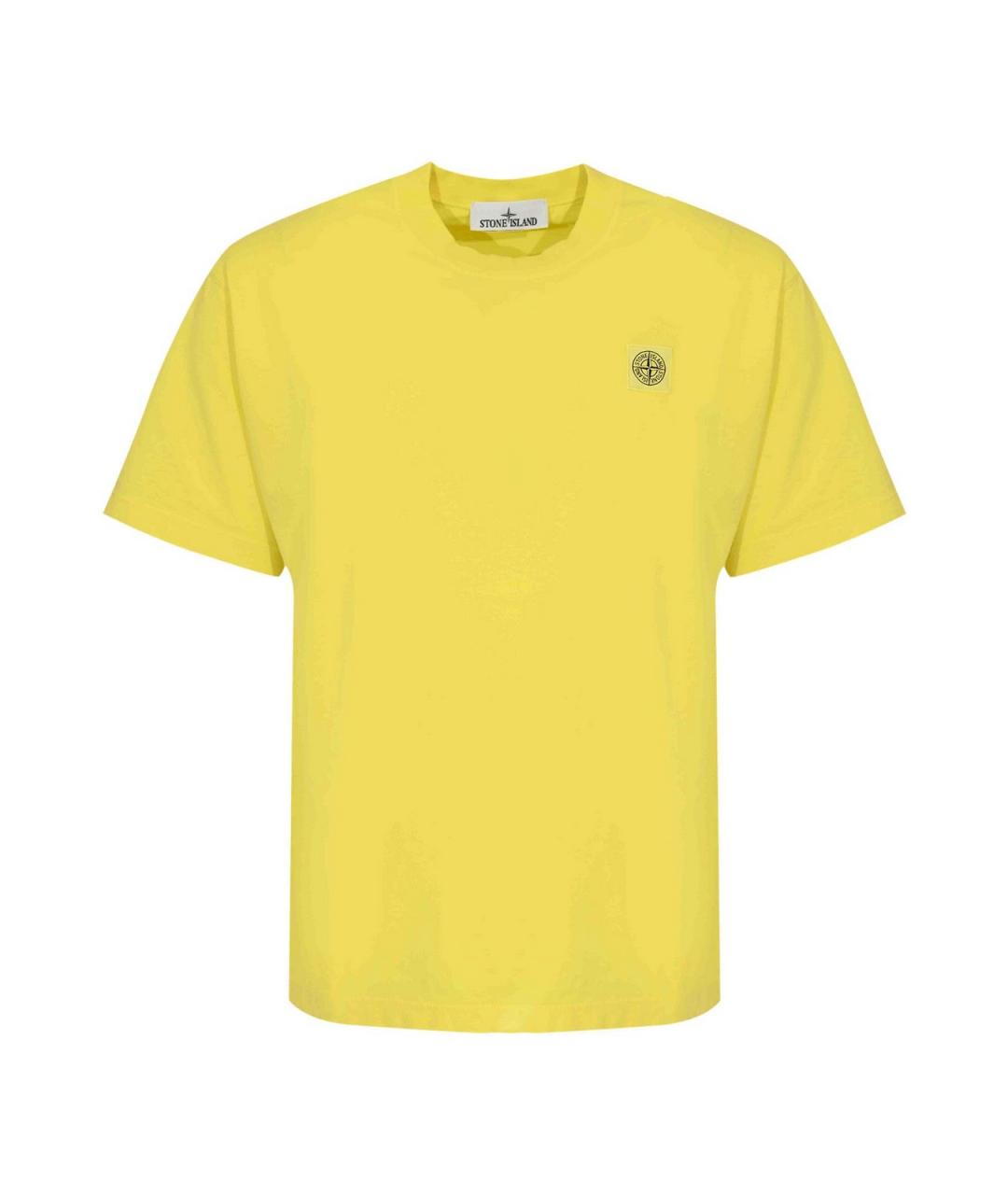 STONE ISLAND Желтая хлопковая футболка, фото 1