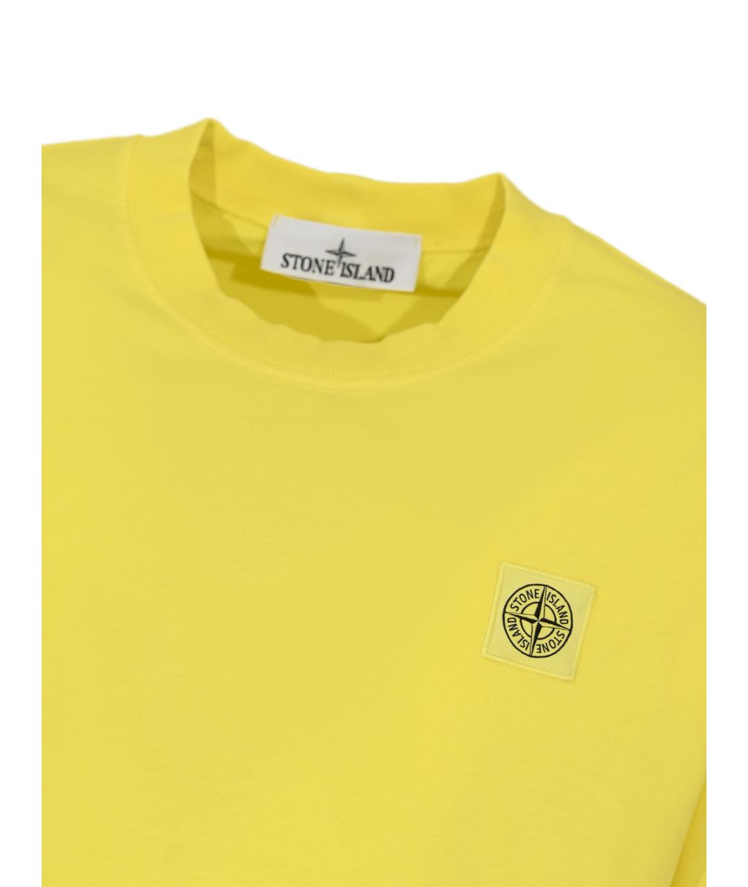 STONE ISLAND Желтая хлопковая футболка, фото 3