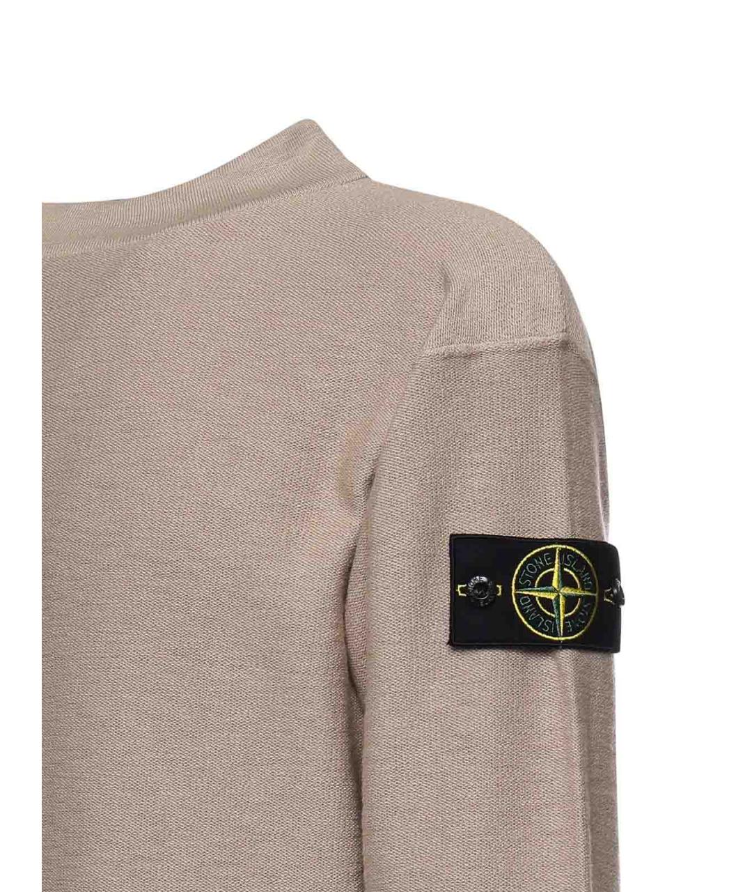 STONE ISLAND Бежевый хлопковый джемпер / свитер, фото 2