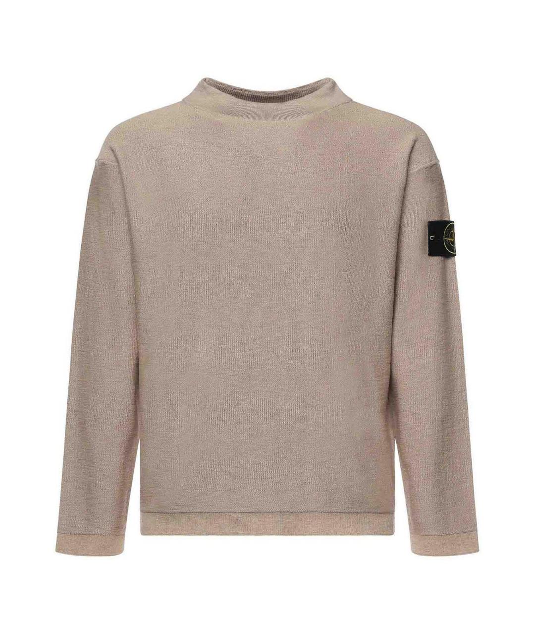 STONE ISLAND Бежевый хлопковый джемпер / свитер, фото 1