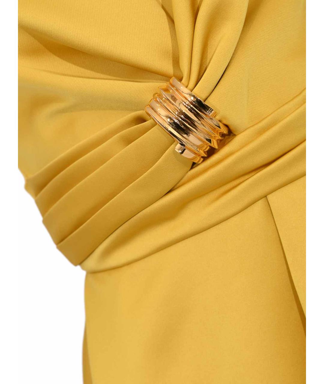 ELISABETTA FRANCHI Желтое полиэстеровое коктейльное платье, фото 3