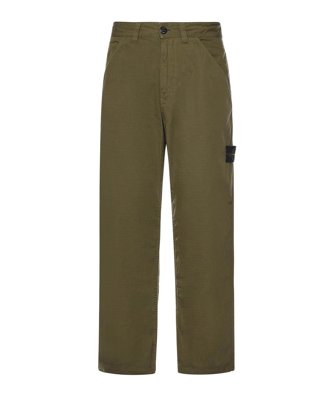 STONE ISLAND Хаки хлопковые повседневные брюки, фото 1
