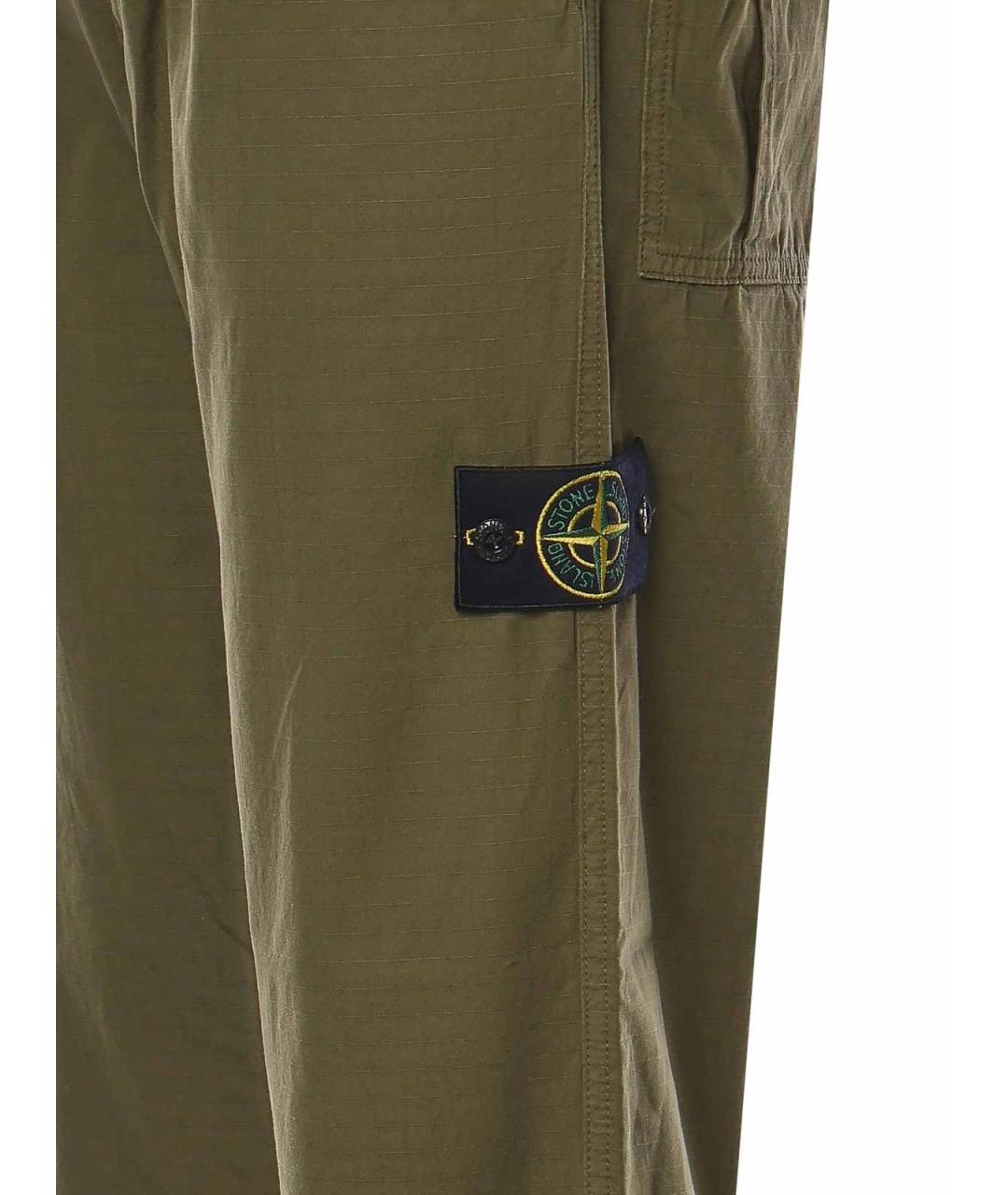 STONE ISLAND Хаки хлопковые повседневные брюки, фото 3