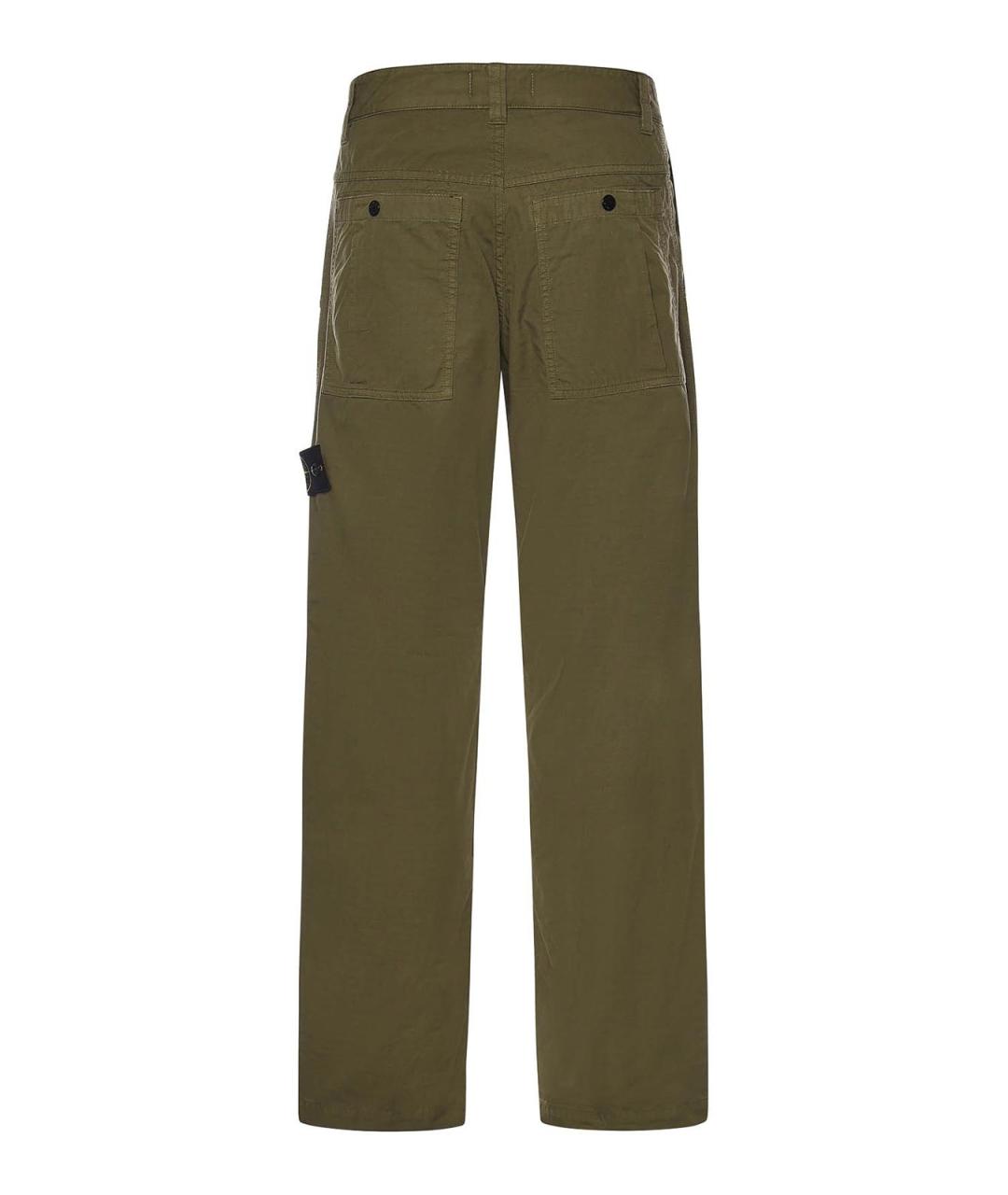 STONE ISLAND Хаки хлопковые повседневные брюки, фото 2