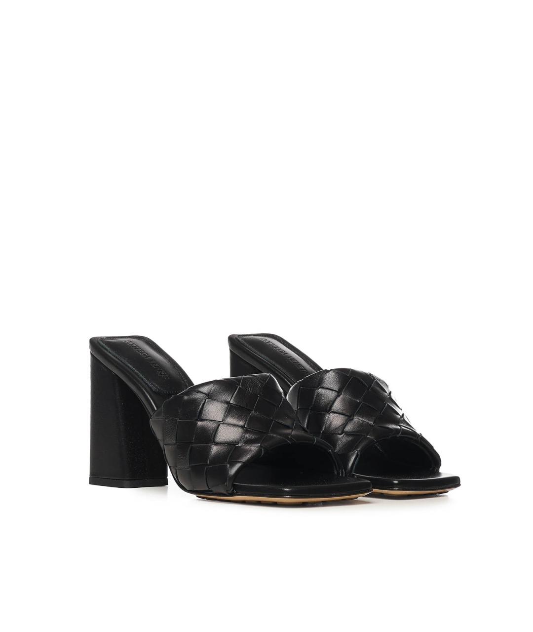 BOTTEGA VENETA Черные кожаные мюли, фото 2