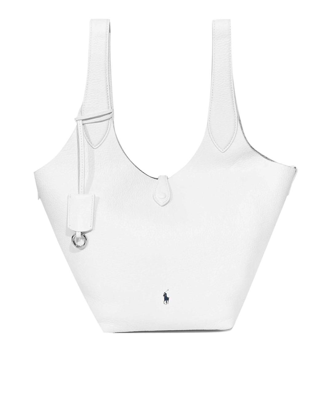 POLO RALPH LAUREN Белая кожаная сумка тоут, фото 1