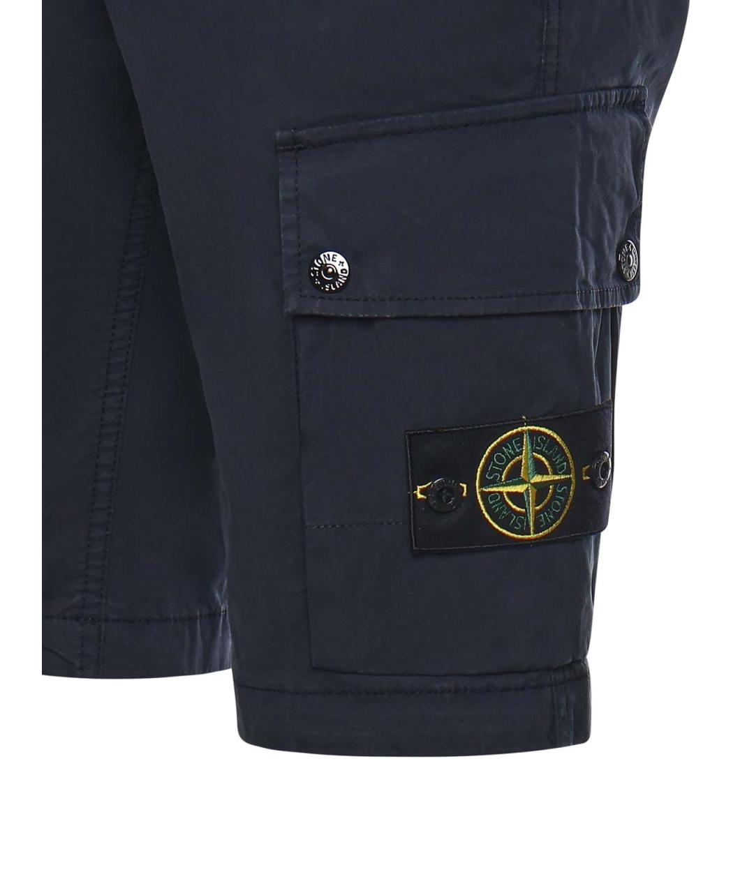STONE ISLAND Синие хлопковые шорты, фото 2