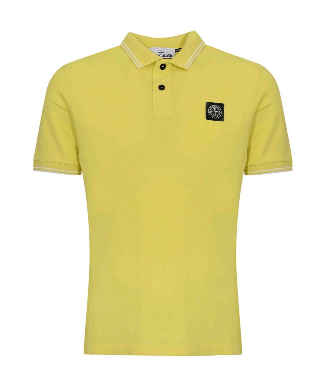 STONE ISLAND Желтое хлопковое поло с коротким рукавом, фото 1