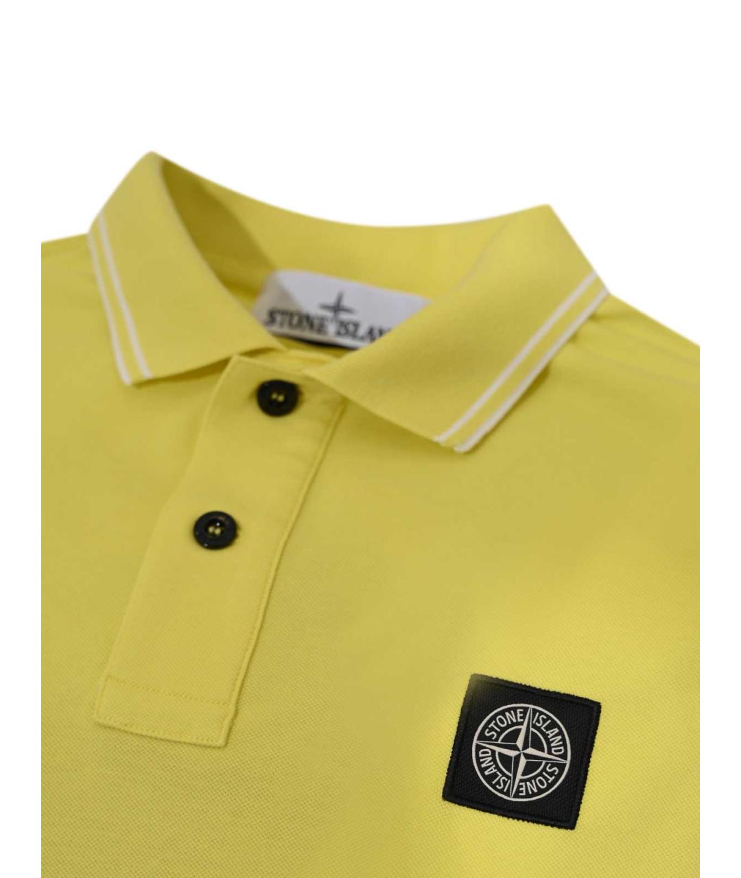 STONE ISLAND Желтое хлопковое поло с коротким рукавом, фото 3